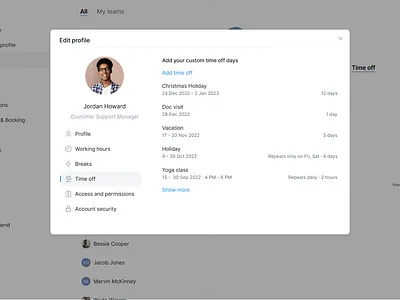 Time off list app design product design typography ui