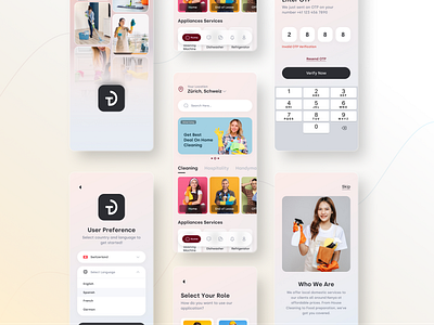 Cleaning service app app design branding clean app design cleaning service colorful ui creative designinspiration interface light theme minimal app design service service app service app design ui ux uidesign uidesigner uitrends userinterface ux design webdesign
