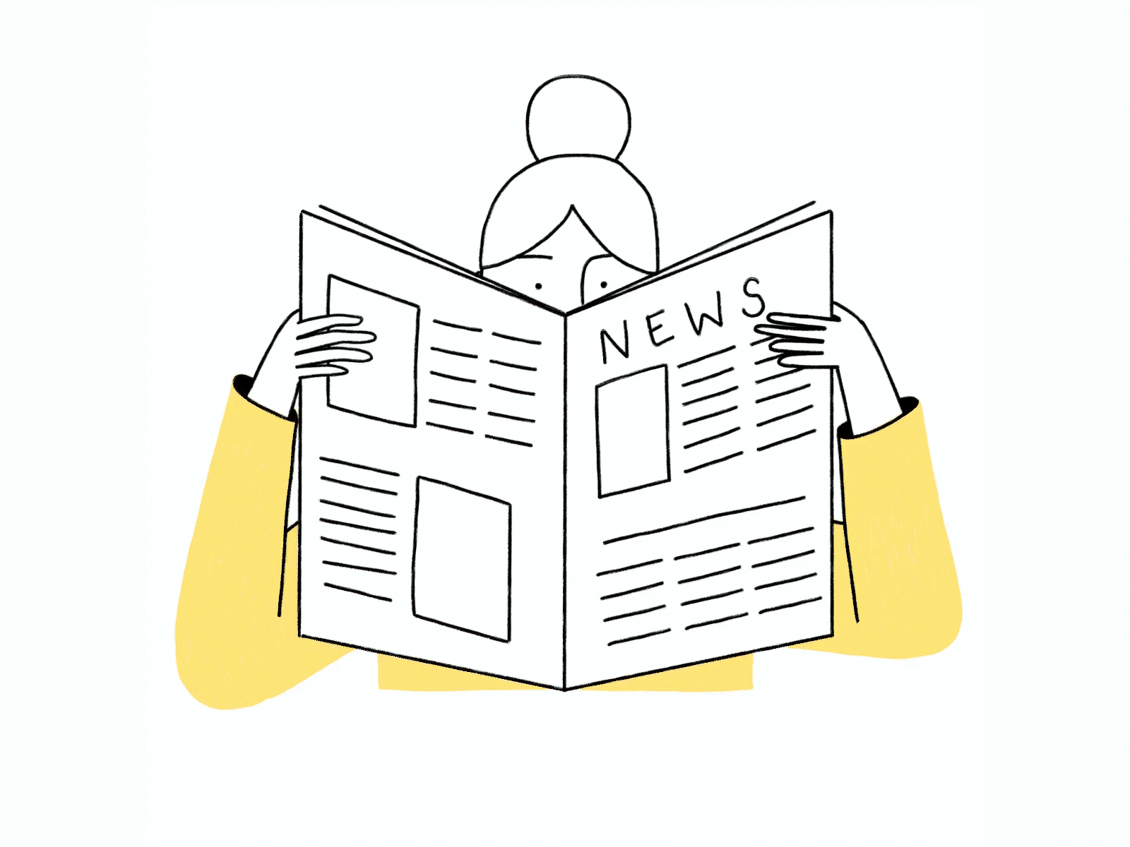 Hiding behind a newspaper animation character hide illustration motion newspaper procreate simple tail watch woman