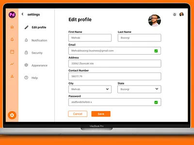 Edit info page adobexd branding design figma mehrabbozorgi ui uidesign uiux web web design website website design website uiux