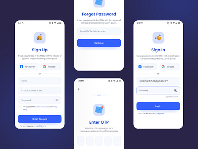 Eonify - Mobile App Authentication Page 📱📱 authentication design echotemplate figma forget password ios md solaiman ali mobile app mobile app design onboarding screen product design reset password sign in sign up splash screen success state popup ui user experience user interface ux