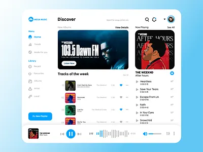 Mega Music Home Page album app clean design home page illustration listen minimal music music app player podcast site streaming ui ui ux ux web web design website