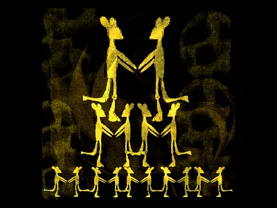 DANSE DES SOURIS INFECTEES (Dance of the Infected Mice) abstract digital painting gold graphic illustration protest art tesselation