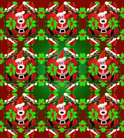 Santa vs SantaGator alligator christmas digital painting editorial illustration illustration tesselation