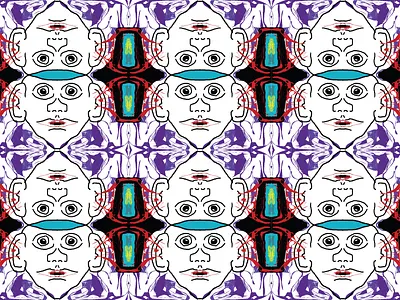 BUG IN YOUR BIG EARS 2d digital sketch face illustration purple tesselation