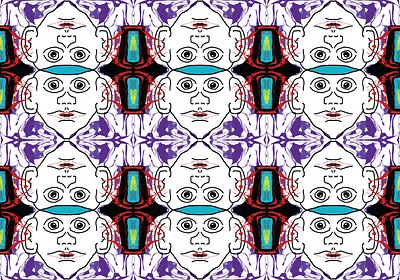 BUG IN YOUR BIG EARS 2d digital sketch face illustration purple tesselation