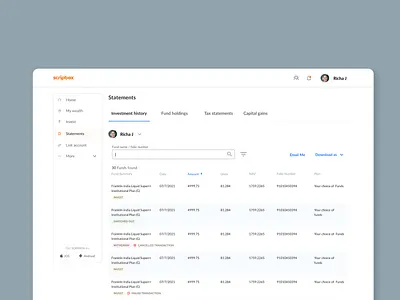 Statements tab design minimal ui ux