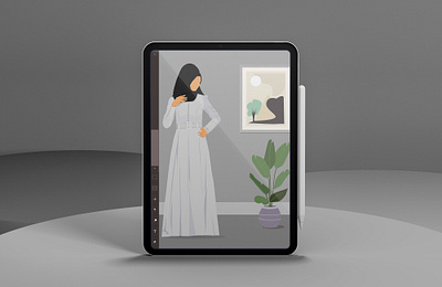 Female Portrait Illustration artwork design digital illustration female flat gawn girl hijab illustration illustration digital minimal model muslim portrait vector