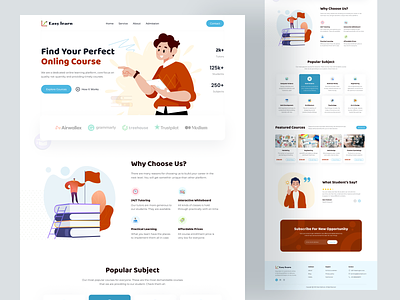Easy Learn Landing Page class room college e learing education education website homepage interface landing page online college online course online learning platform online school school study teach training ui design university ux design website