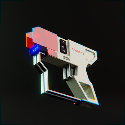 Futuristic security gun 3d 3d art blender cyberpunk futuristic glitch gun modern weapon