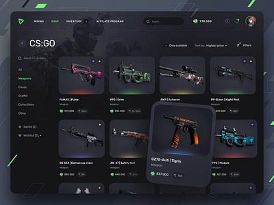 Web3 Blockchain Gaming App | CS:GO Shop app app design blockchain crypto cryptocurrency csgo desktop games gaming interface nft platform product shop ui ui design user interface ux uxui web3