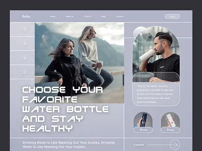 Bottles Website Interface Design bitmate studio bottle bottle company creative design studio header design interface ui uiux design user experience user experience design ux water water bottle company web web design web interface