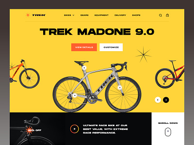 Trek - Bike Shop Website bicycle bike branding cycle cycling cyclist ecommerce graphic design homepage landing page mockup mountain bike mtb bike ride road bike sport trek bike web design website website design