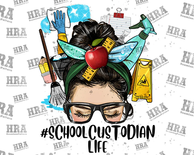 Messy Bun School Custodian Life Png Sublimation Design 3d animation app branding design graphic design illustration logo ui vector