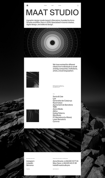 About Page Concept for a Graphic Design Studio about about page black and white branding design graphic design interface typography ui ux web design web studio