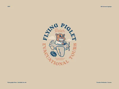 Flying piglet Peter - logo for personal airport branding design graphic design illustration logo logotype old illustration pig retro typography ui vector vintage
