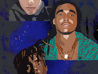 RIP brown faces digital art illustration juicewrld rest in peace rip takeoff xxxtentacion