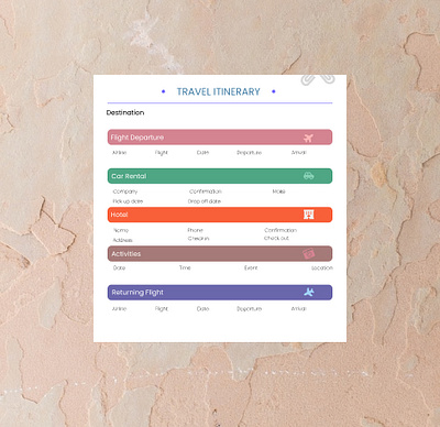 Itinerary design typography ui