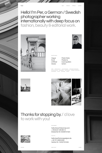 About Page for Photographer Portfolio about about page black and white branding composition design fashion fashion photographer graphic design grid haute couture photographer portfolio typography ui ux web design