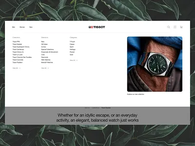 Menu Concept for Tissot watches catalogue design e commerce fashion interface menu navigation tissot typography ui ux watches