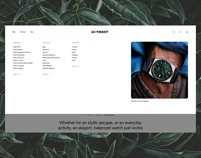 Menu Concept for Tissot watches catalogue design e commerce fashion interface menu navigation tissot typography ui ux watches