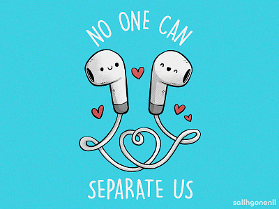 No One Can Separate Us airpods apperal cartoon children cute digital art funny hand drawn illustration tech