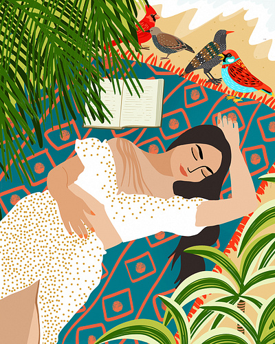 Beach. Read. Sleep. birds