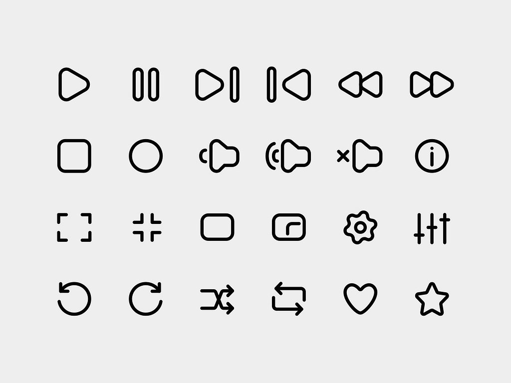 Media Player Icons by Graphicsfuel on Dribbble