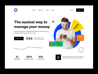 Finance - Web Header Design banking banking app banking website finance finance banking finance hero section finance website financial financial website fintech minimalist mobile banking money money management money transfer payment gateway savings transaction ui design web header