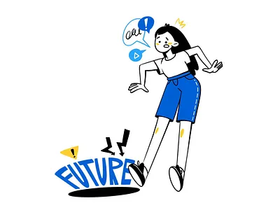Carefully! Future! 404 attention carefully character dribbble future girl illustration person