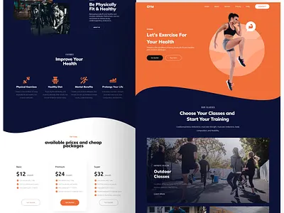 Fitness Landingpage cardio design excercise fitness gym health healthy homepage landing page muscle orange popular sport ui uiux web web design website workout yoga
