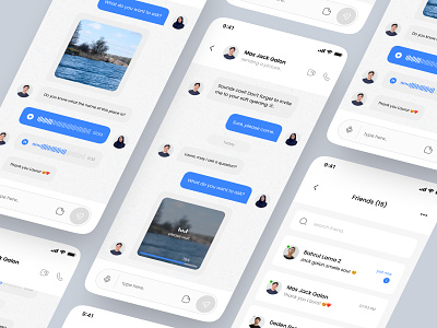 Mobile Chat App chat chat app conference meet message messenger mobile mobile chat app mobile design ui ui design uiux upload image ux voice note