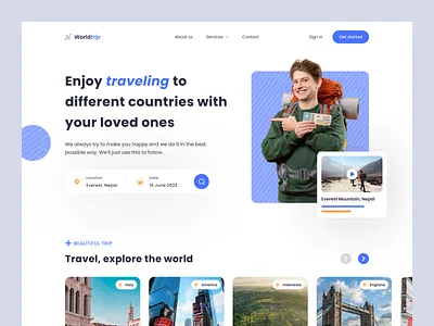Travel landing page concept hero version branding design icon illustration logo typography ui ux vector