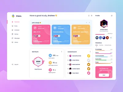 E-learning Main Dashboard app design ui ux