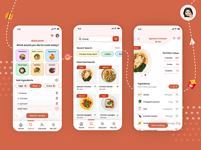 Food recipe app dailyui design designer figma food foodrecipe graphic design mobile ui recipe ui uiux user experience user interface