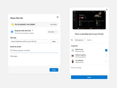 Social Share Modal - Onedrive & Instagram daily ui challenge design instagram modal onedrive share link share post social share ui ux website