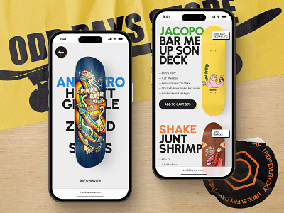 Odd Days Store 3d brand concept daily ui design iphone mobile mobile design photoshop skate sticker store texture typography ui urban ux wood