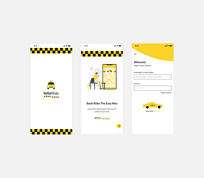 Mobile app for a yellow cab UI cab company logistics logistics ui mobile ui transport company ui transport ui ui ui design ui ux yellow cab company