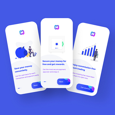 E-WALLET AND FINANCE MONEY APP ONBOARDING SCREENS app design illustration typography ui ux