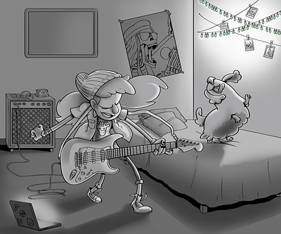 First Guitar childbook digitalart dog guitar illustration rock
