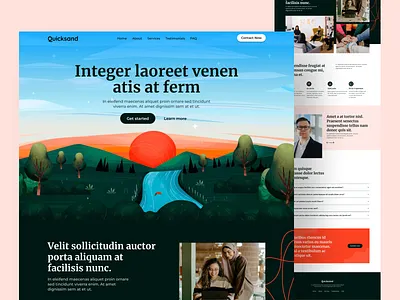 Quicksand business landing page app branding business landing page business page design cool landing page crazy designes crazy4designes design education logo graphic design homepage illustration illustration landscape landing page landscape homeapge logo quicksand landing page ui ux vector