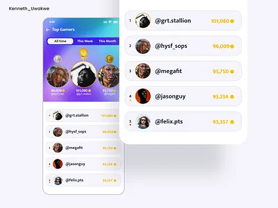 Leaderboard #DailyUi #Day19 app design figma gaming leaderboard mobileapp mobileui ui uidesign uiux