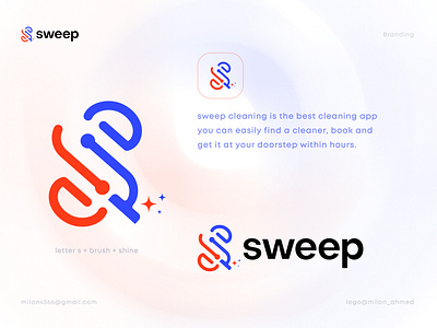 Sweep Logo Design (Cleaning App Concept) brand brand identity branding icon identity logo logo design logo mark logodesign logotype mark modern logo typography vector