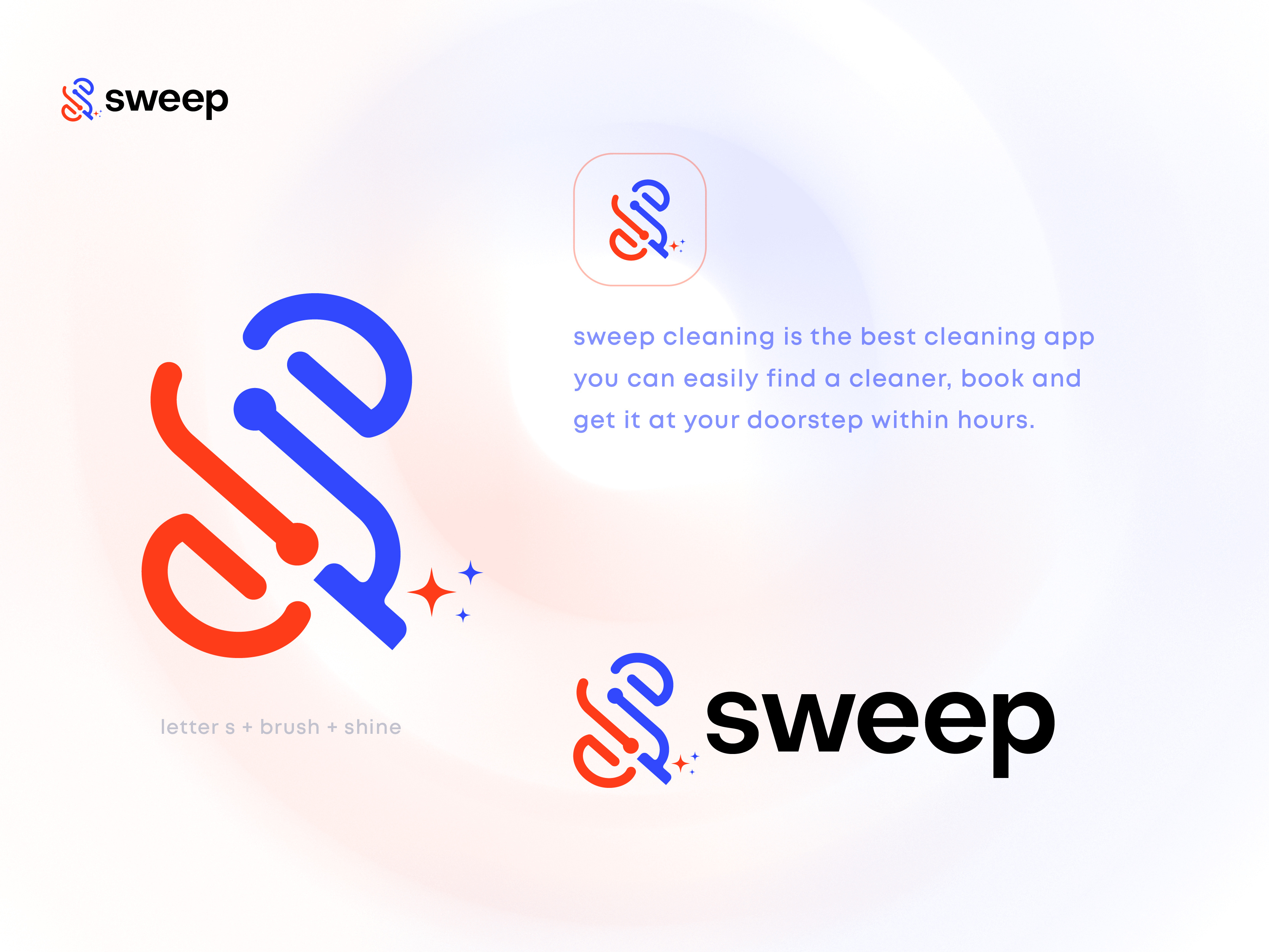 Sweep Logo Design (Cleaning App Concept) brand brand identity branding icon identity logo logo design logo mark logodesign logos logotype mark modern logo s logo typography vector