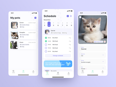 Pet feeding app app app design cat design ios ios app mobile app pet product design reminder schedule ui ui design ux