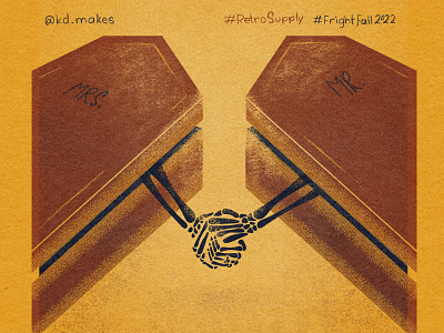 FF2022 | Day 15 - Bride bride coffin cute fall fright illustration mr mrs october retro romantic skeleton supply texture
