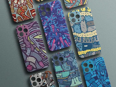 Embrace the Chaos abstract biomechanical chaos colors cyborg illustration iphone 14 line art patterns science texture vector wild wires