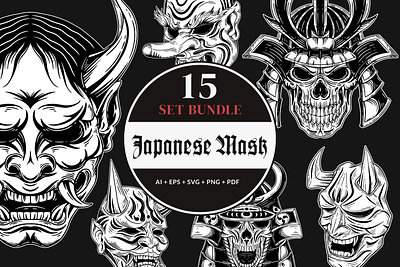 15 Set Bundle Japanese Demon Mask Skull Samurai Warrior merchendise
