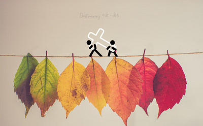 Jesus never 🍂 leaves, nor forsakes us. 3d autumn bible brand christian cross faith fall halloween holiday jesus leaf leaves logo neighbor season signs stick figures symbol tshirt