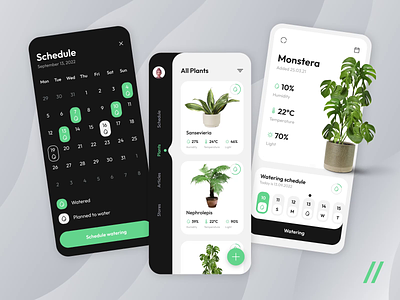 Plant Care Mobile IOS App android animation app app design calendar care dashboard design ios mobile mobile app nature notification plant reminder schedules ui uiux ux watering